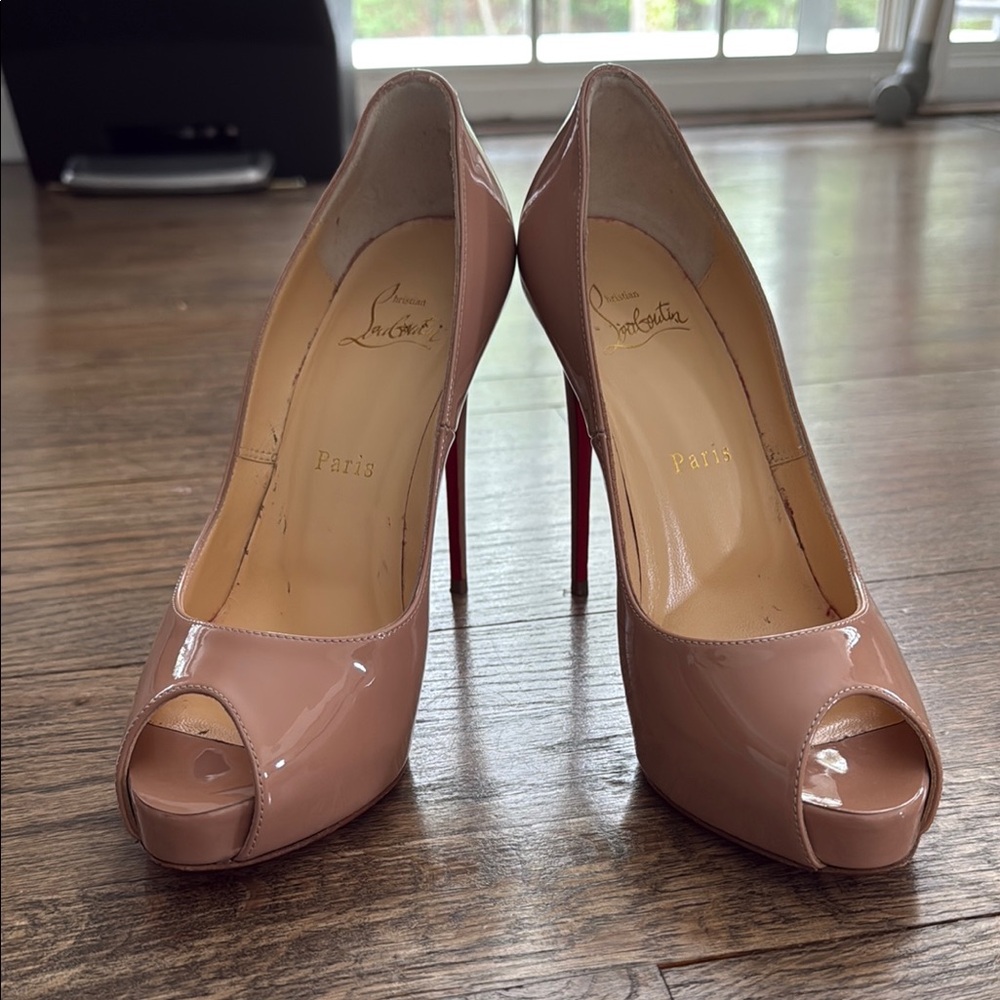 Christian Louboutin Women's Pink Peep Toe Heels